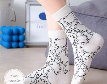 Chaussettes taille unique pour les femmes amoureuses des chats - chaussette d’été - patte de chat mignonne cadeau mignon pour ses chaussettes de maison