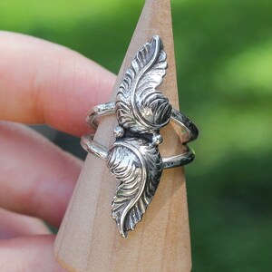 Size 6 Sterling Silver Leaf Ring, Handcrafted 925 Sterling Silver Leaf Ring with Thick, Comfortable Band, Handmade Jewelry