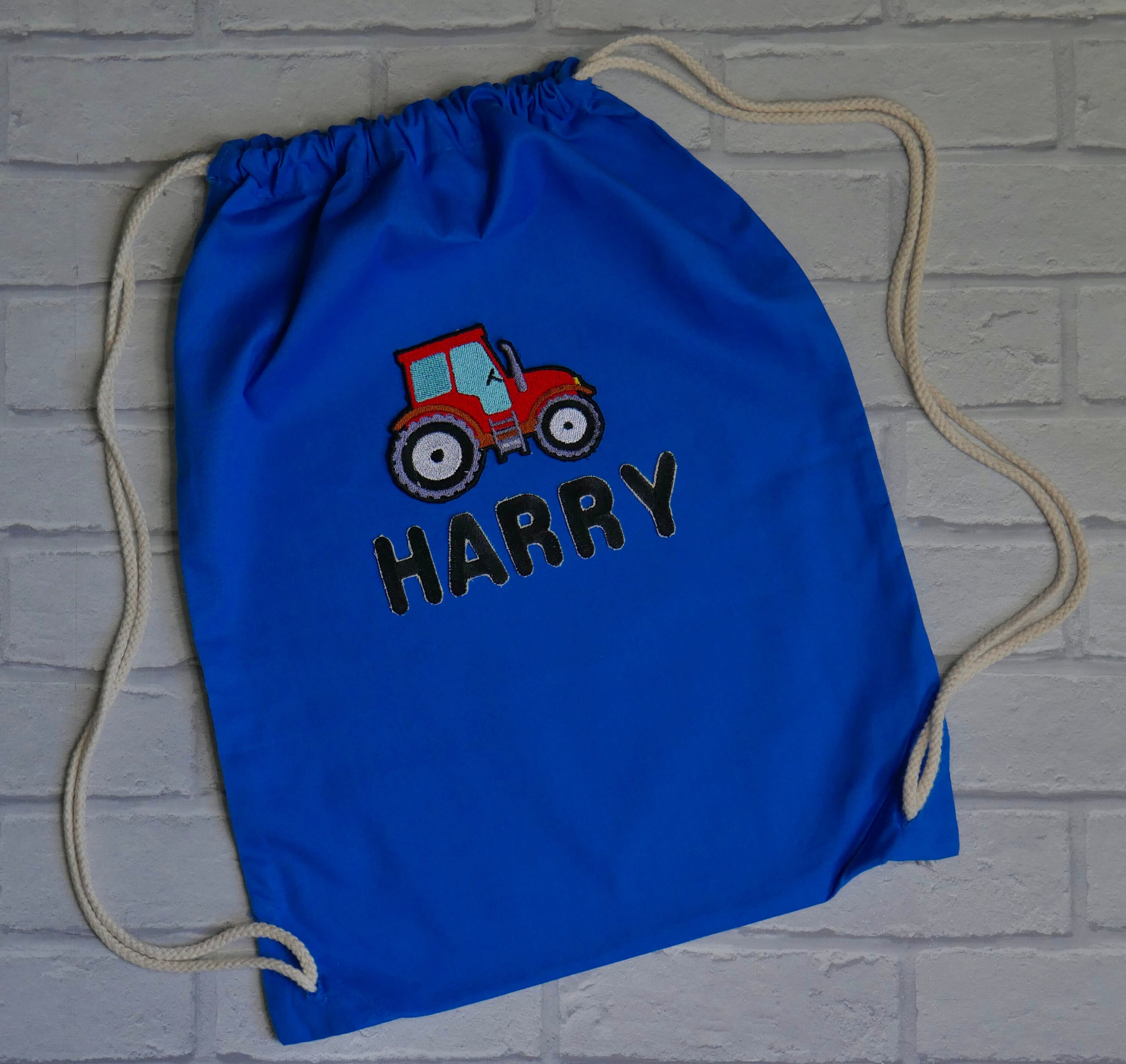 Personalised Embroidered Kids Gym Bag Customisable Drawstring Etsy