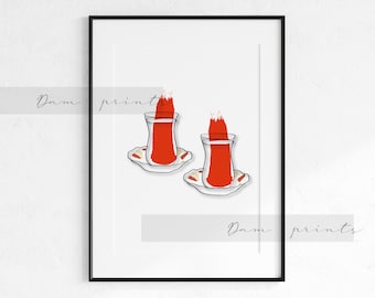 Thé turc Art Double | Cay Chai Poster | | d’impression physique Dessin au trait simple | Décoration murale