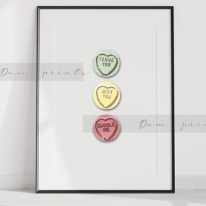 Love Hearts Sweets Trio | Physical Print | Valentine's Poster | Iconic