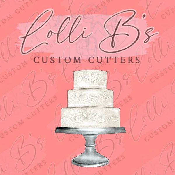 Birthday Cake on Stand or Wedding Cake on Stand Cookie Cutter and Fondant Cutter