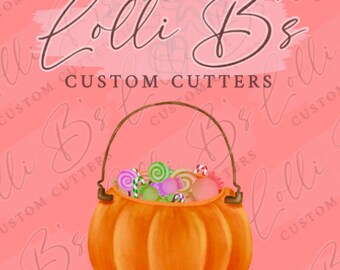 Candy Pumpkin Halloween Bucket Cookie Cutter and Fondant Cutter