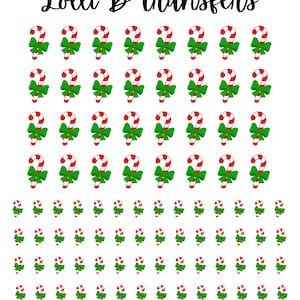 Candy Cane with Bow Royal Icing Transfer Sheet