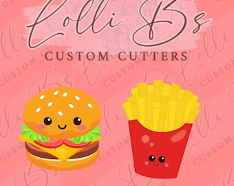 Hamburger and Fries Cookie Cutter Set: Food Fondant Cutter