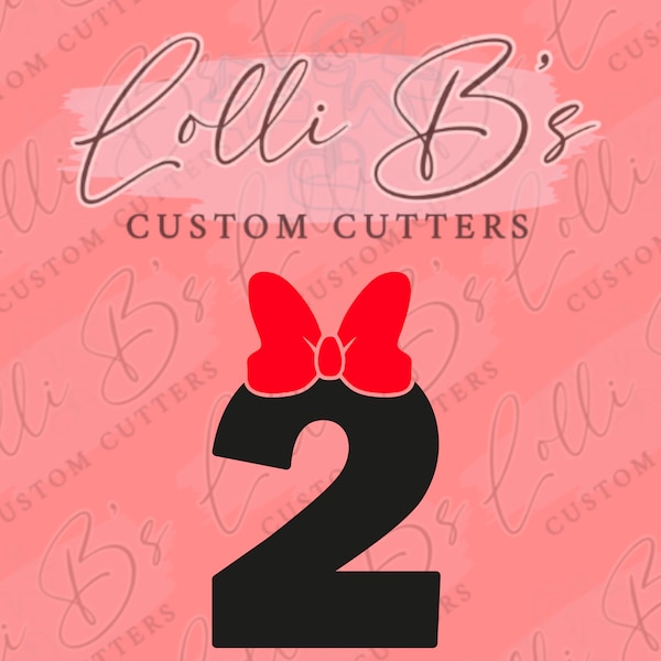 Number 2 (Two) with Minnie Bow Cookie Cutter and Fondant Cutter