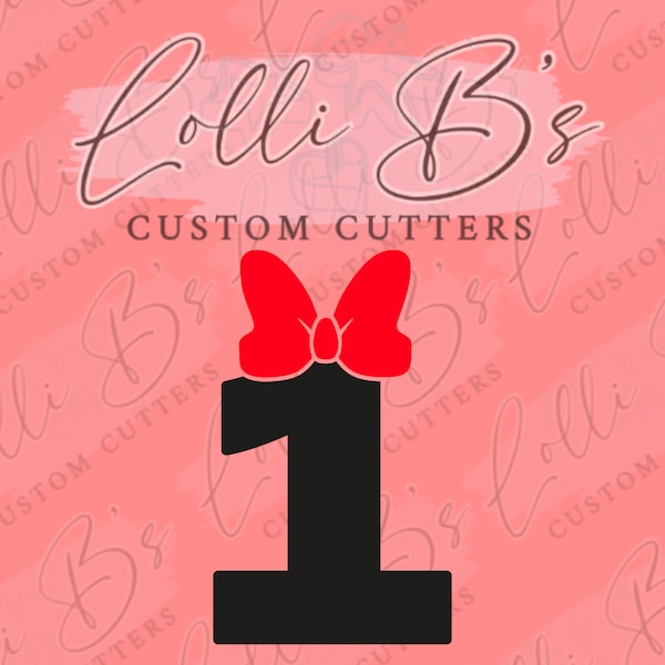 Number 1 (One) with Minnie Bow Cookie Cutter and Fondant Cutter