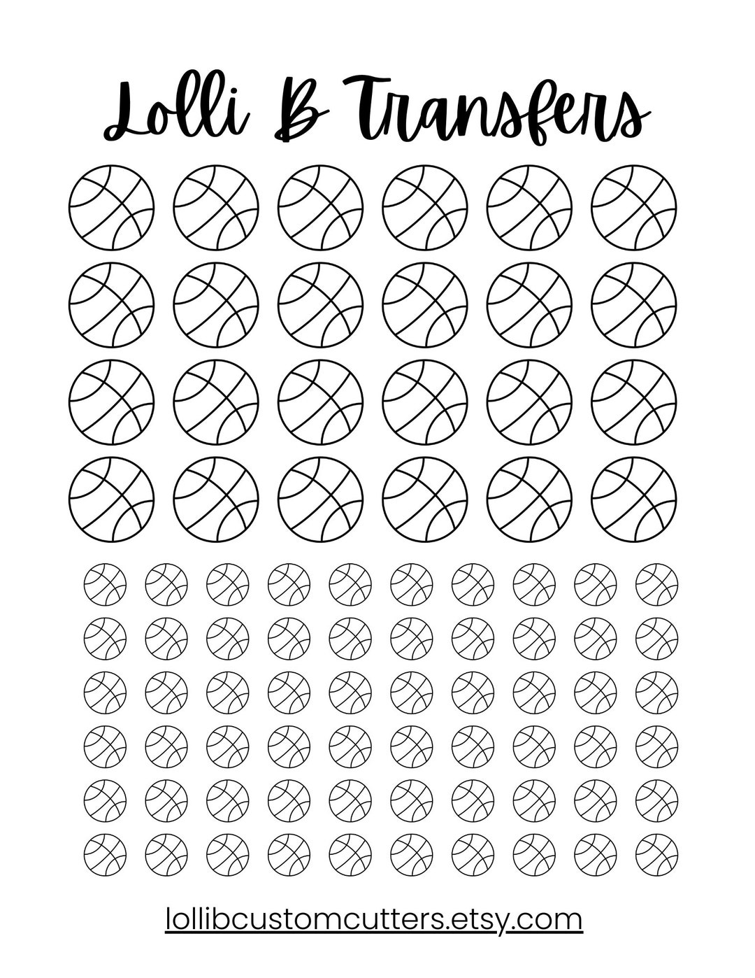 Basketball Icing Transfer Sheet Etsy