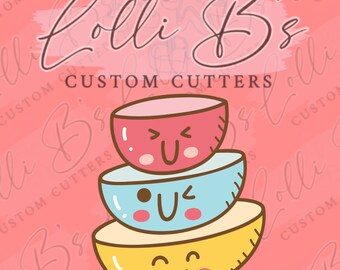 Stacked Bowls Cookie Cutter: 3D Printed Fondant Cutter