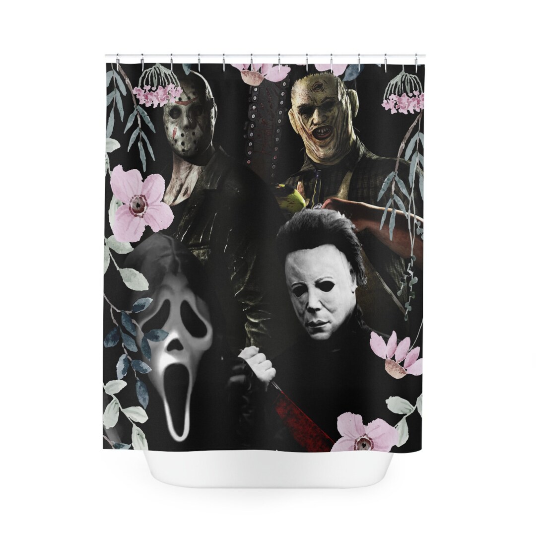 Floral Classic Horror Movie Shower Curtain Jason Voorhees Etsy
