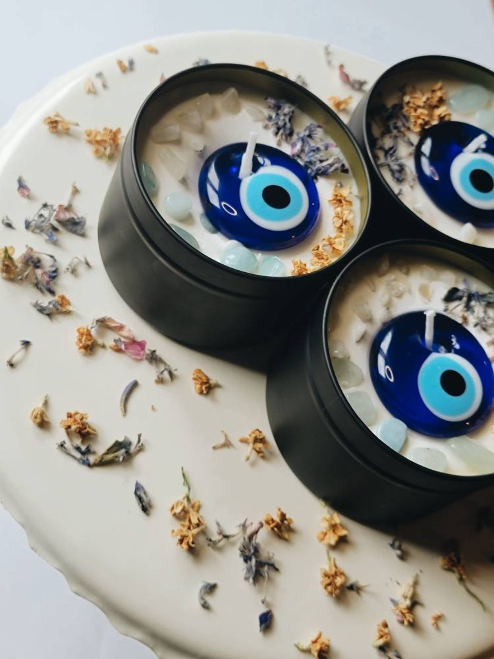 Evil eye 8oz candle. natural and bees wax candle. Intentions Etsy