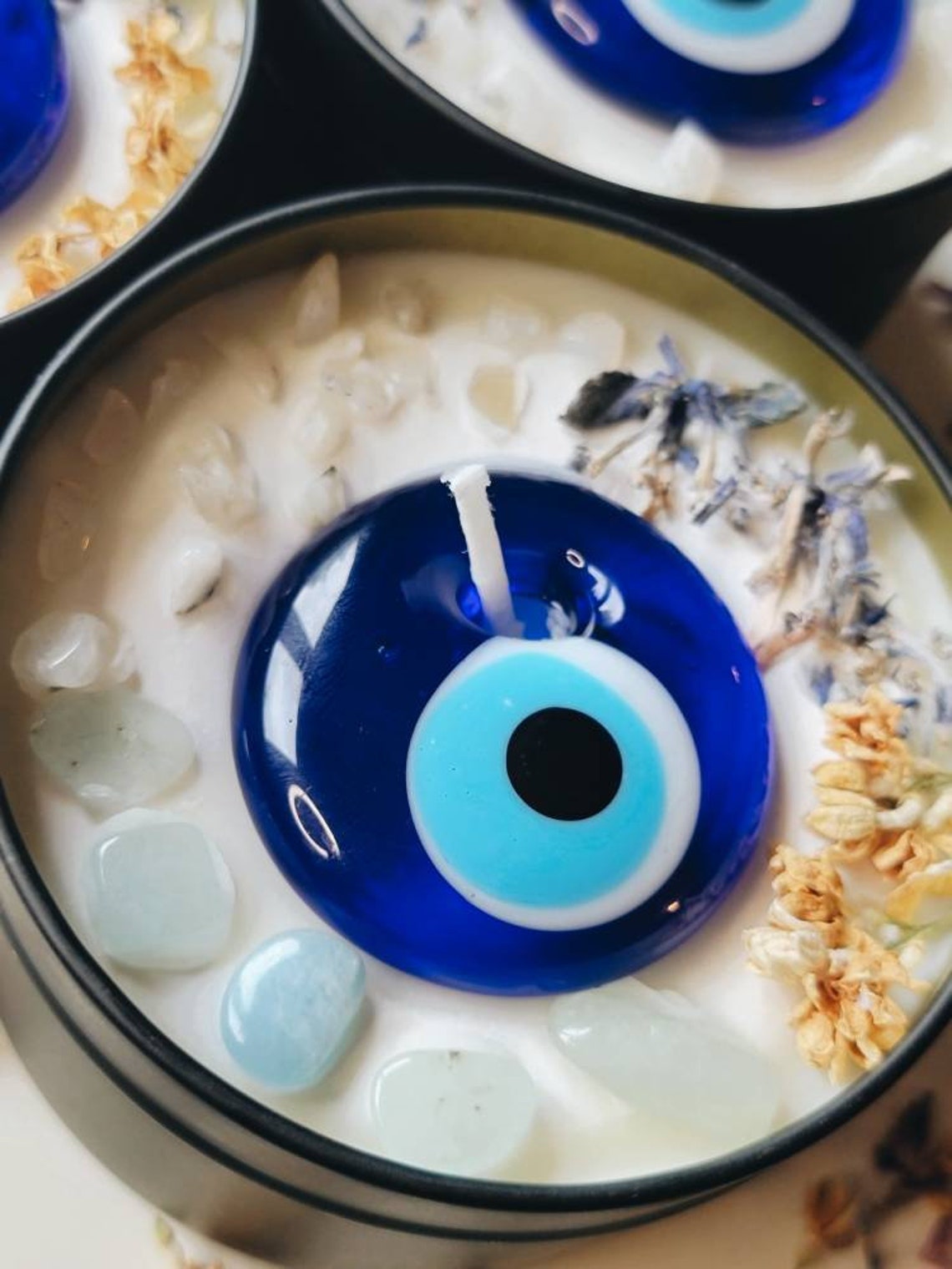 Evil eye 8oz candle. natural and bees wax candle. Intentions Etsy