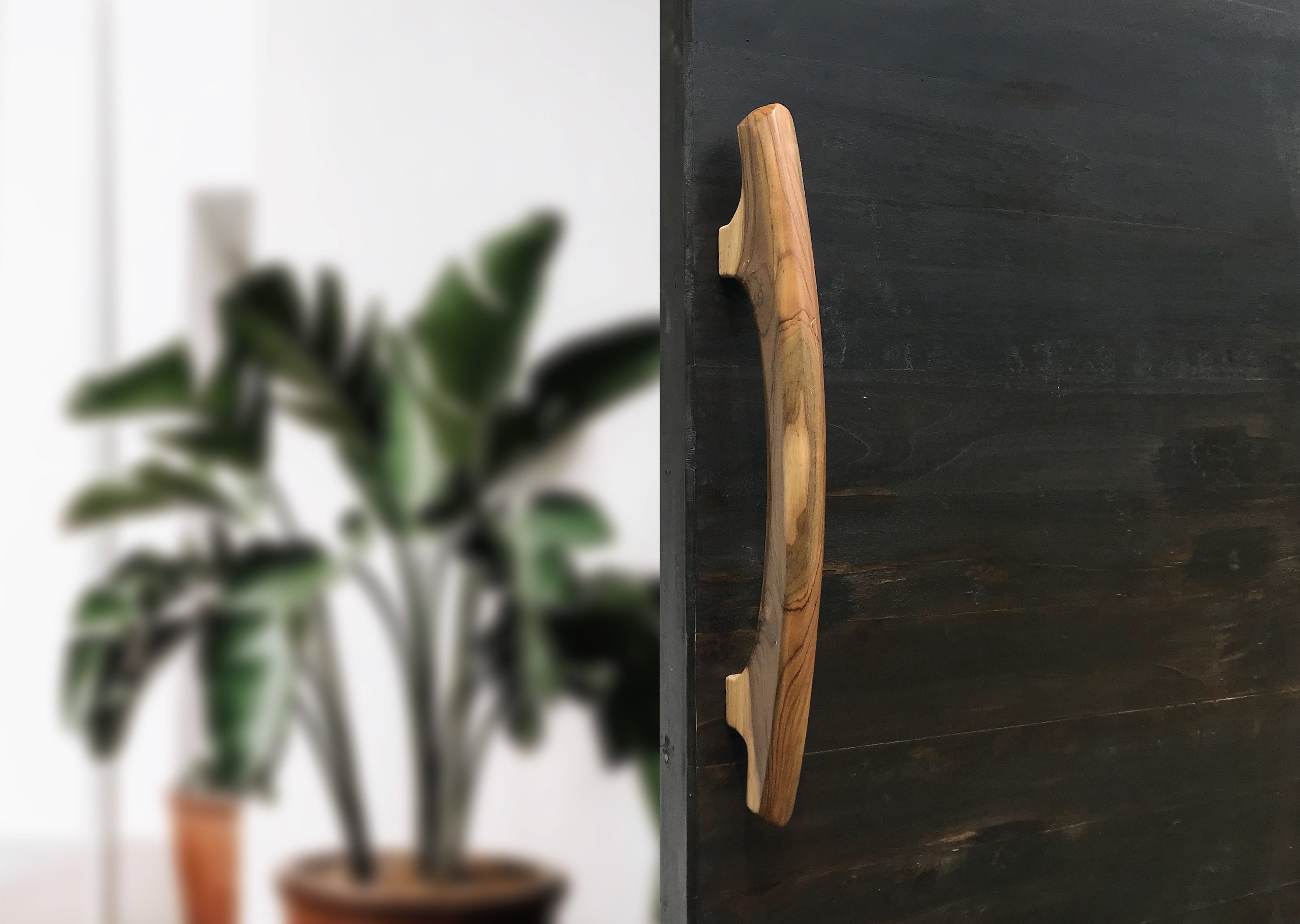 Teak Wood Door Handle Rustic Chic Home Accent, Elegant Wooden Pull