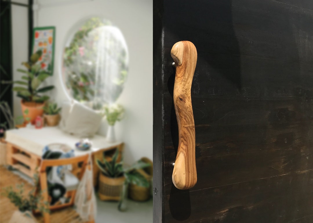 Premium Teak Wood Door Handle, Handcrafted Elegance, Elegant Wooden