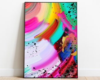 Stampa artistica astratta colorata, decorazione murale moderna (download digitale)
