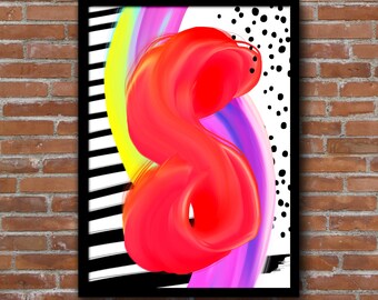 Stampa artistica astratta colorata, decorazione murale moderna (download digitale)