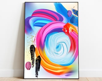 Stampa artistica astratta colorata: decorazione murale moderna (download digitale)