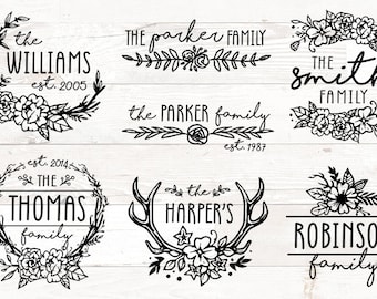 Family Name Monogram SVG Bundle: Farmhouse Sign Designs (Digital Download)