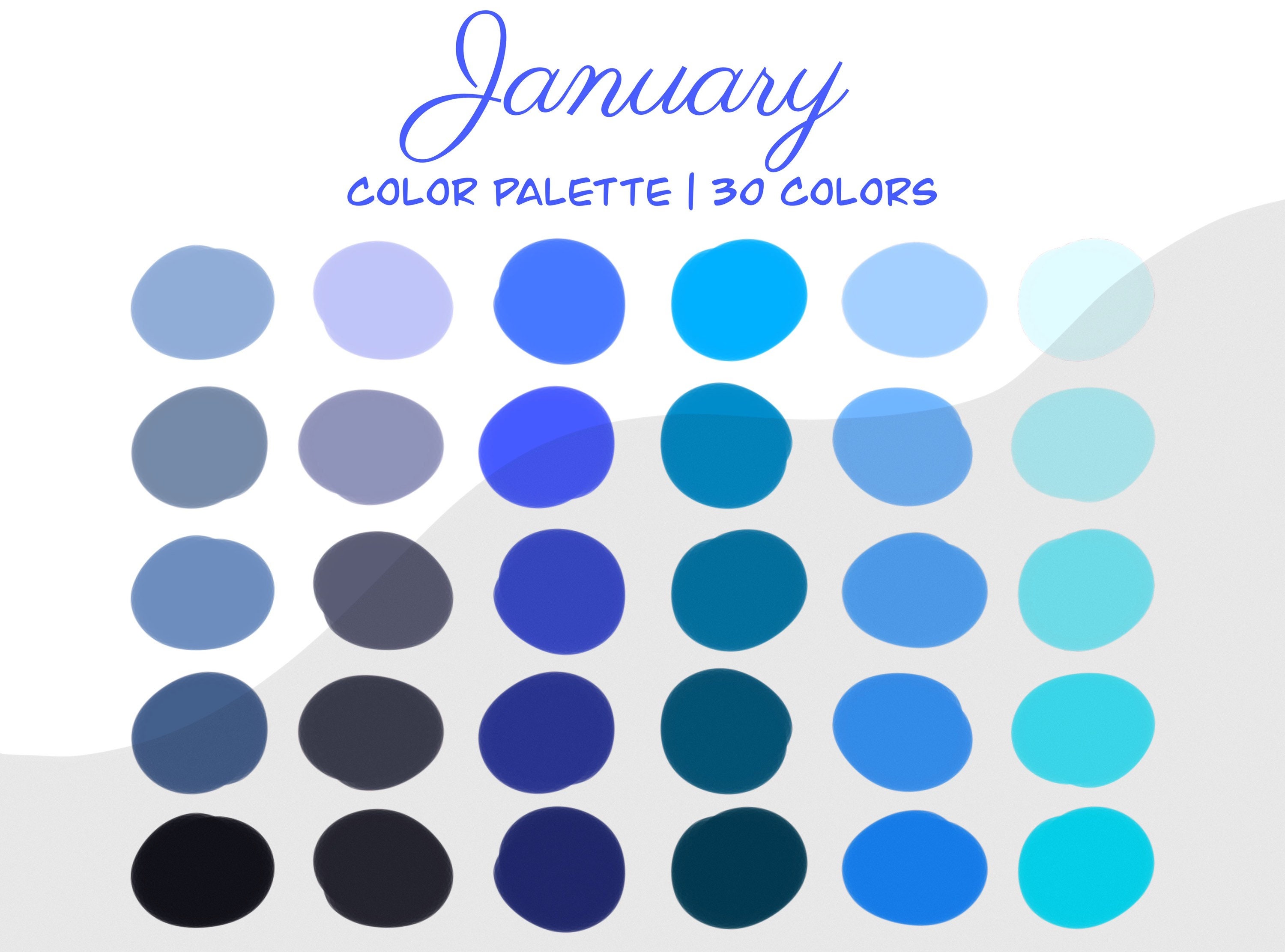 January Procreate Color Palette Blue and Teal St. Etsy