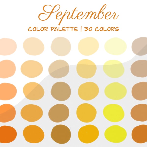 September Procreate Color Palette | Orange, Red, Yellow, Brown | Fall Colors Palette | Ipad Procreate Swatches | 30 Colors