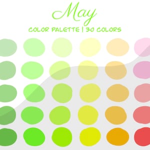 Mei Procreate Color Palette | Groen, Geel, Oranje, Roze, Rood | Mei bloemen palet | Ipad Procreate Stalen | 30 kleuren