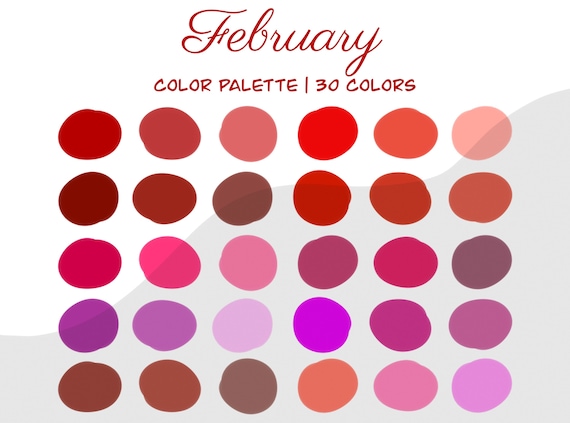 February Procreate Color Palette Valentines Day Palette iPad Procreate  Swatches 30 Colors - Etsy