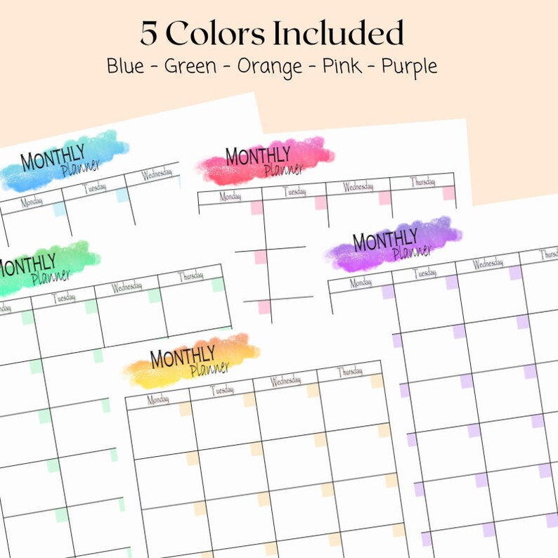 Monthly Planner Printable | Monthly Agenda and To-do List | Monday ...