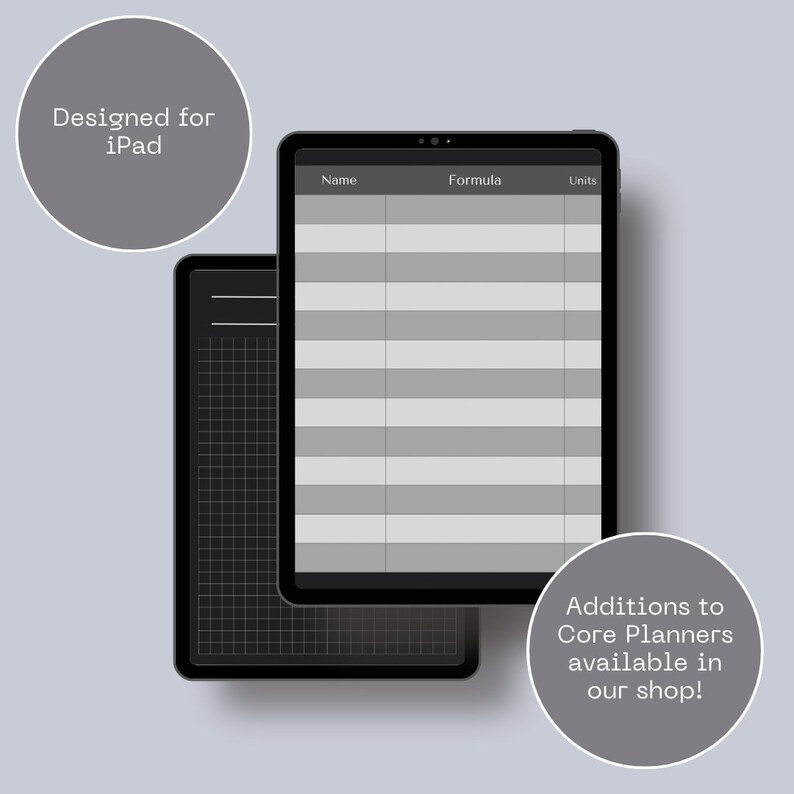 Ipad Graph Paper and Formula Sheet Dark Mode STEM Math Etsy