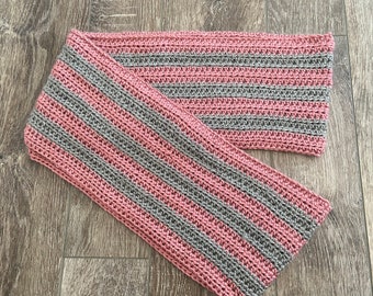 Infinity Scarf - Pink & Gray Stripe