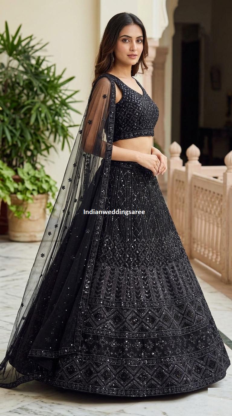 black and gold indian wedding dress Indian Bridal Wear