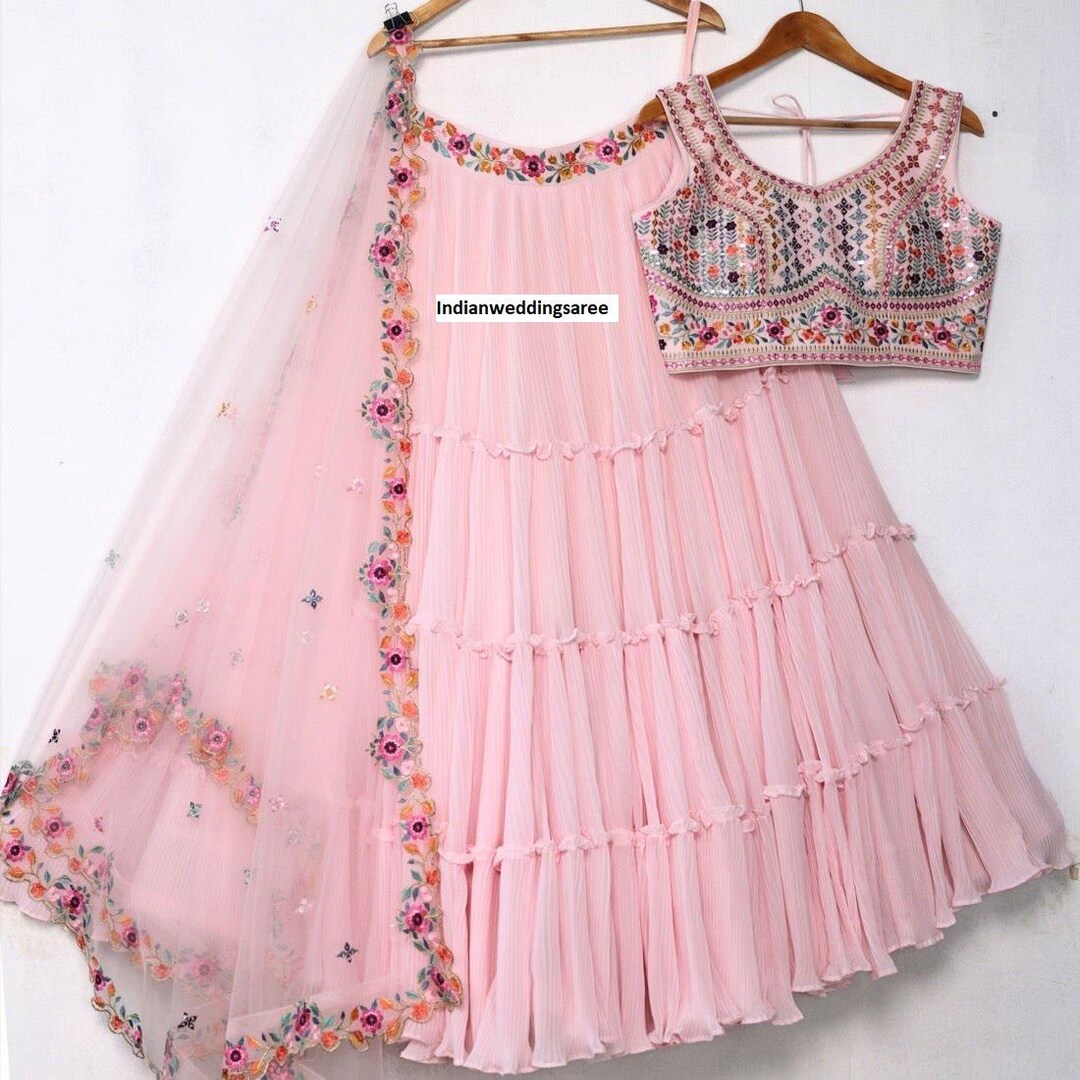 Pink LEHENGA CHOLI for Women Indian WEDDING Bridal Party Wear Ghagra ...