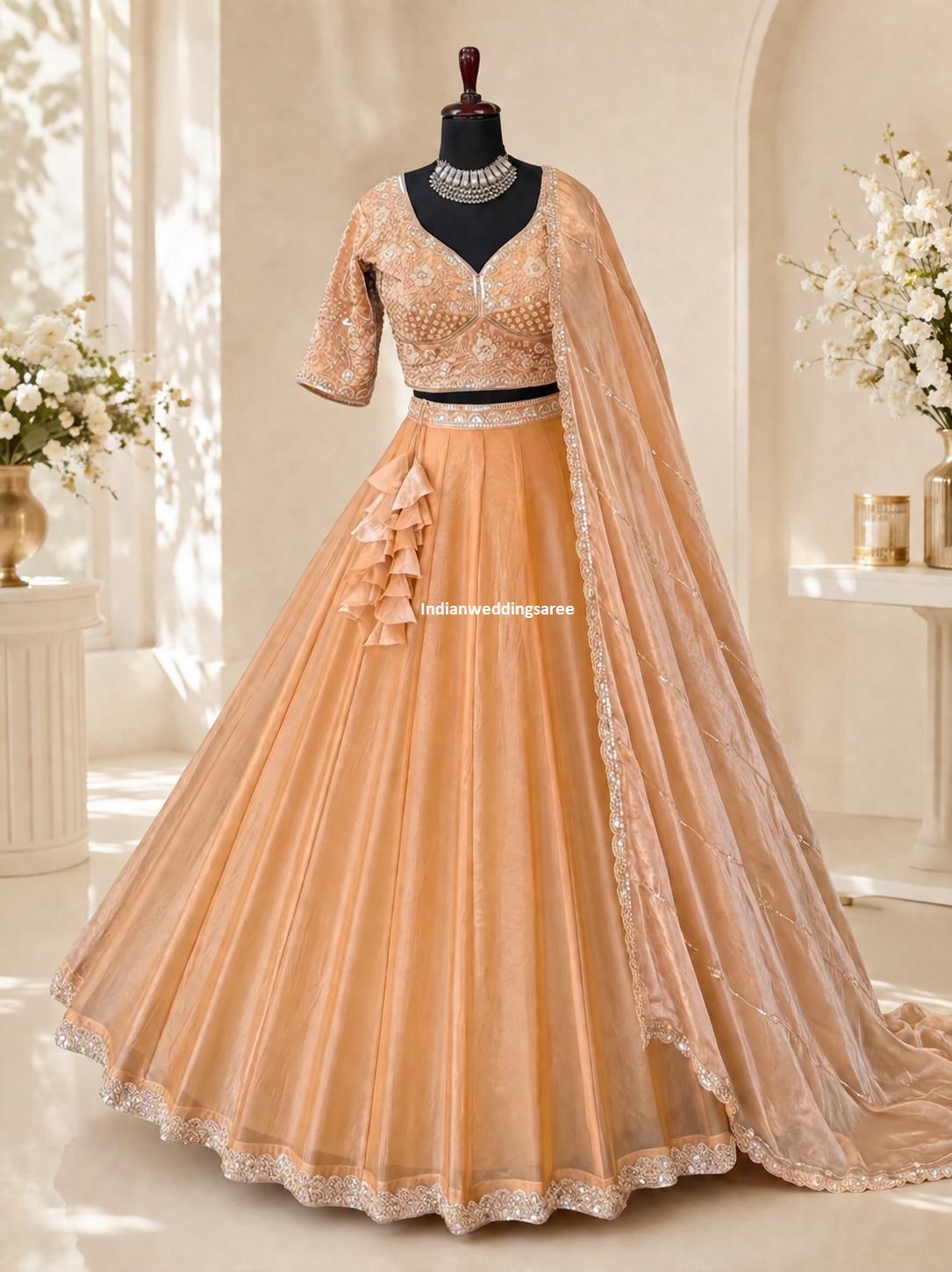 peach and gold indian dress HomeComing