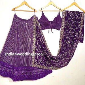 Mehendi Green Lehenga Choli: Indian Wedding Party Wear, Sequins Embroidery