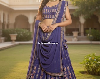 Lehenga Choli de georgette bordada: ropa de fiesta de Bollywood