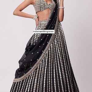 Designer Black BRIDEMAIDS LEHENGA CHOLI For Girls or Womens Wedding Wear
