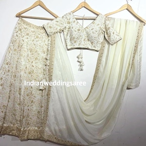 Off White Lehenga Choli: Designer Indian Bridal Outfit