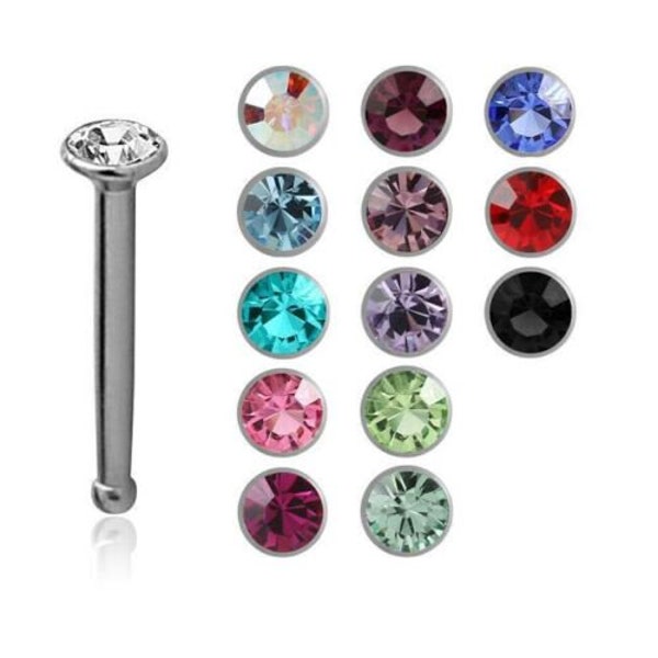 Nose Bone Stud Tiny Micro Small 316L Surgical Steel 1mm Stone 20 Gauge 20G