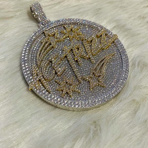 925 prata esterlina personalizado carta pingente iceout cz/moissnaite/cvd diamante redondo lindo brilho vvs moissanite 14k ouro branco fn