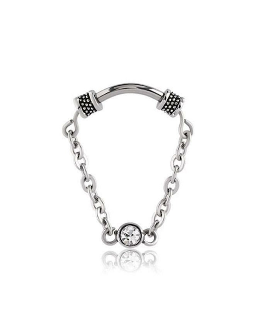Surgical Steel Septum Nose Ring Ear Cartilage Chain 3.5mm CZ Etsy