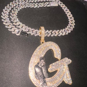 Gorila mit Brief Anhänger mit 22-Zoll-Kette Diamant schönen Glanz VVS Moissanite