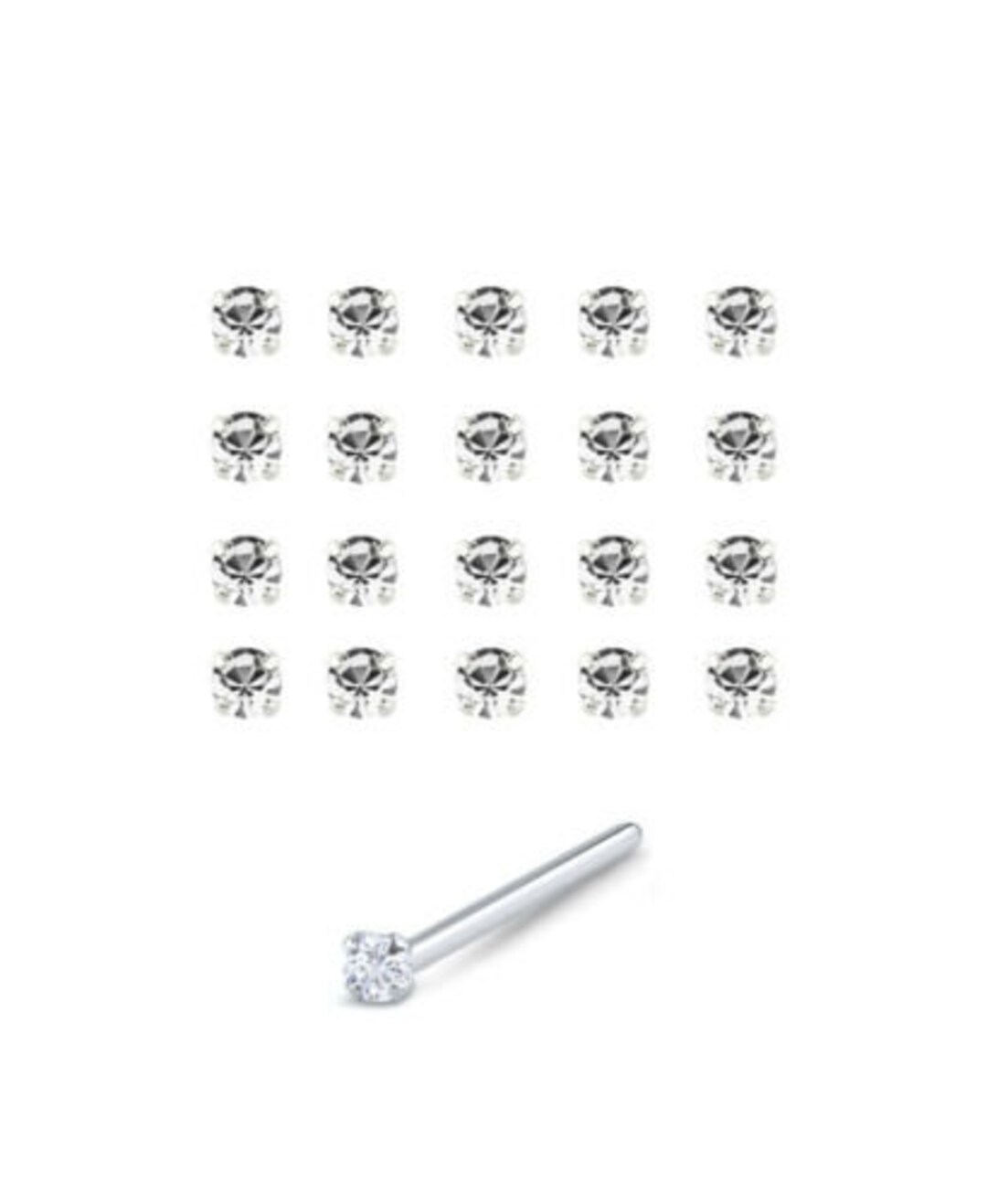 Straight Nose Stud Lot 20 L Bend Pin Ring 1mm Clear 22G Etsy