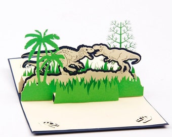 3d bottle cards,t-rex,prehistoric,trees,triceratops,history,colourful,pop out card,3d gift card,handmade card,3d,gift card,dinosaur