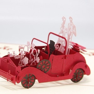 3D Lovers In A Car Wedding Pop-Up Greeting Card / Couple's Pop up Card / Wedding Greeting Card / Bridal Shower Gifts /Couple's Birthday Gift