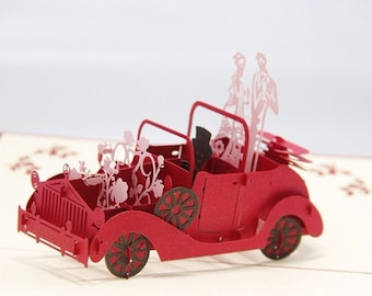 3D Lovers In A Car Wedding Pop-Up Greeting Card / Couple's Pop up Card / Wedding Greeting Card / Bridal Shower Gifts /Couple's Birthday Gift