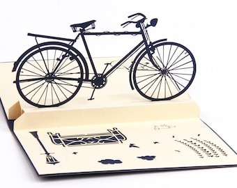 Cute Bicycle Pop-Up Greeting Card / Bike card / cycle bike / Greeting card
