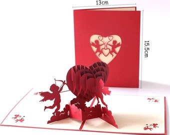 Valentines Day / Love card / Couple card / Cupid heart 3D pop up Greeting card