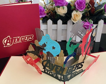 The Avengers Super Hero 3d pop up children's day greeting card kids birthday invitation greeting card
