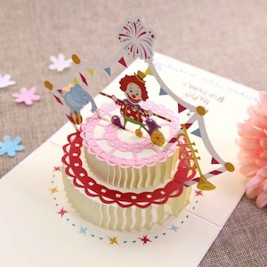 Cartão de feliz aniversário - cartão pop-up PALHAÇO 3D feito à mão / cartão de aniversário / cartão infantil / cartões comemorativos
