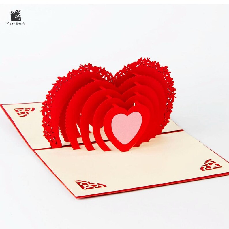 Love Heart 3D Pop up Card Wedding Card / Valentines Day Card ...