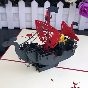 Piratenschiff Karte Handgemachte 3D Pop-Up Karte